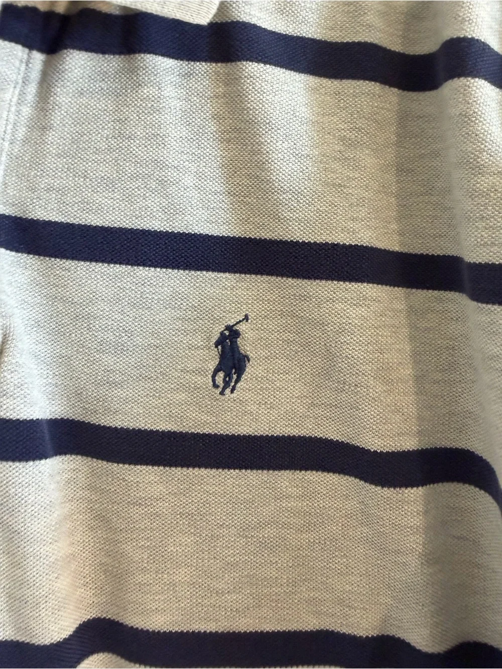 Ralph Lauren Men's Gray Polo with Navy Stripes